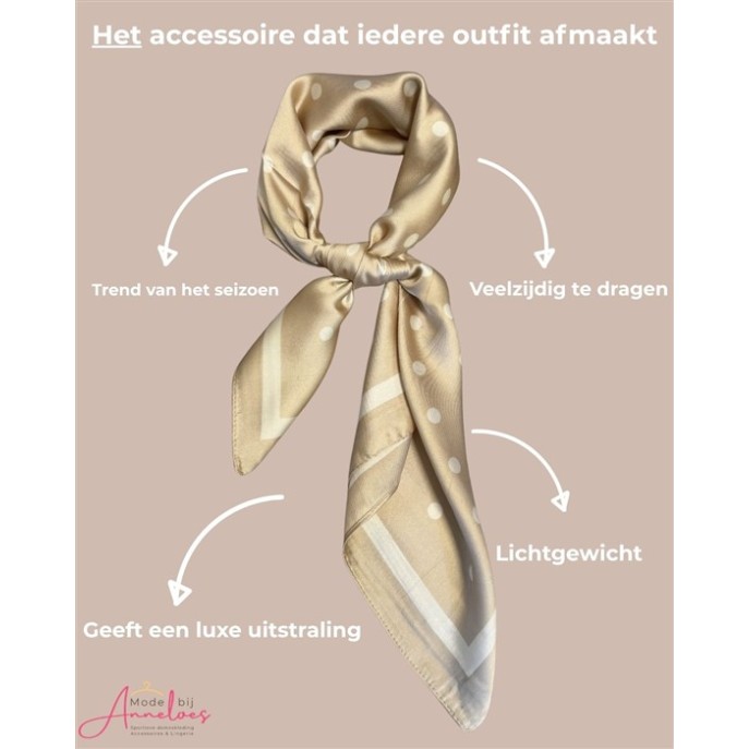 Dames sjaal korte hals sjaaltjes 530 polka dots zand